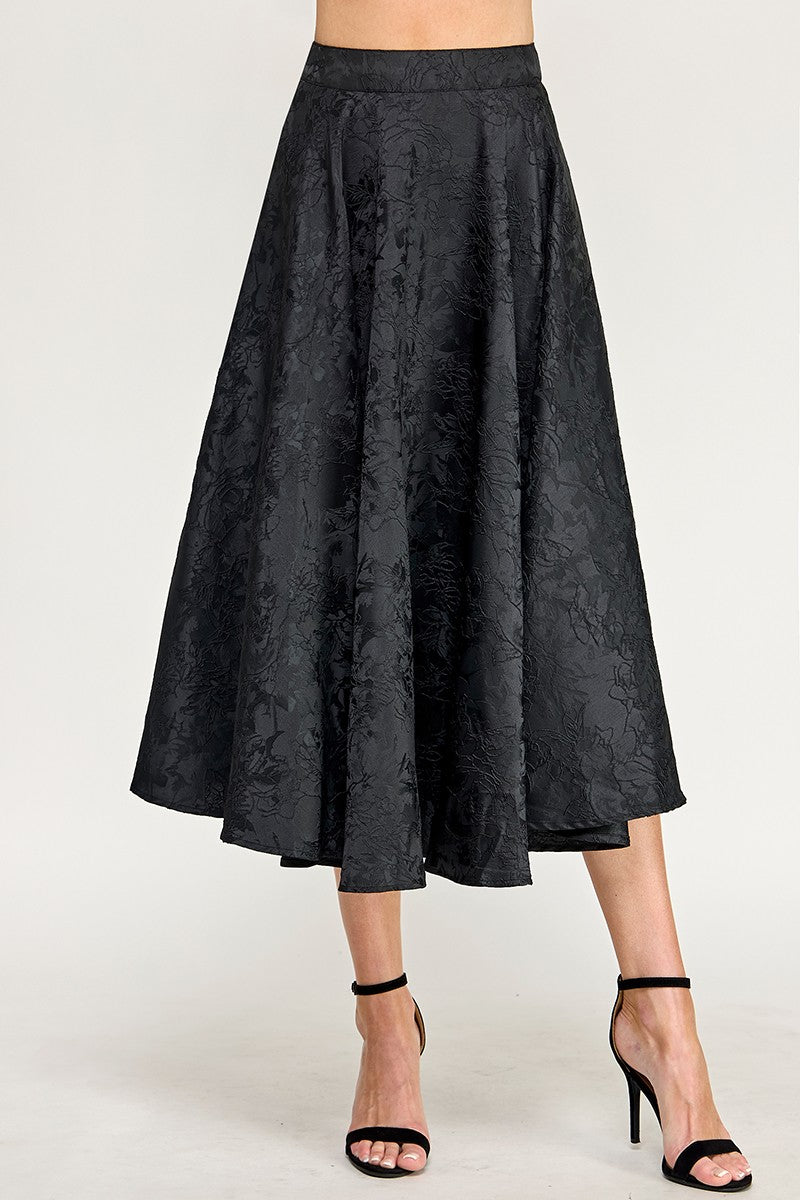 Mia Jacquard Floral Midi Skirt