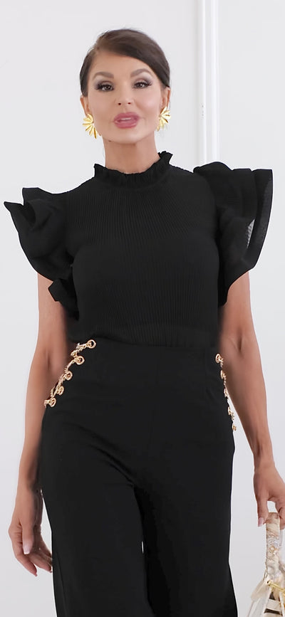 For The Frill If It All Black Top