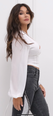 Delicate Things White Long Sleeve Corset Top