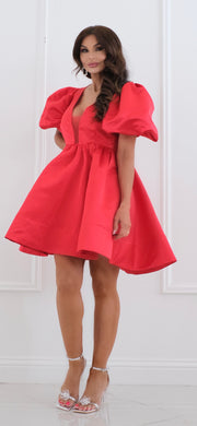 Sassy Sis Red Satin Baby Doll Dress