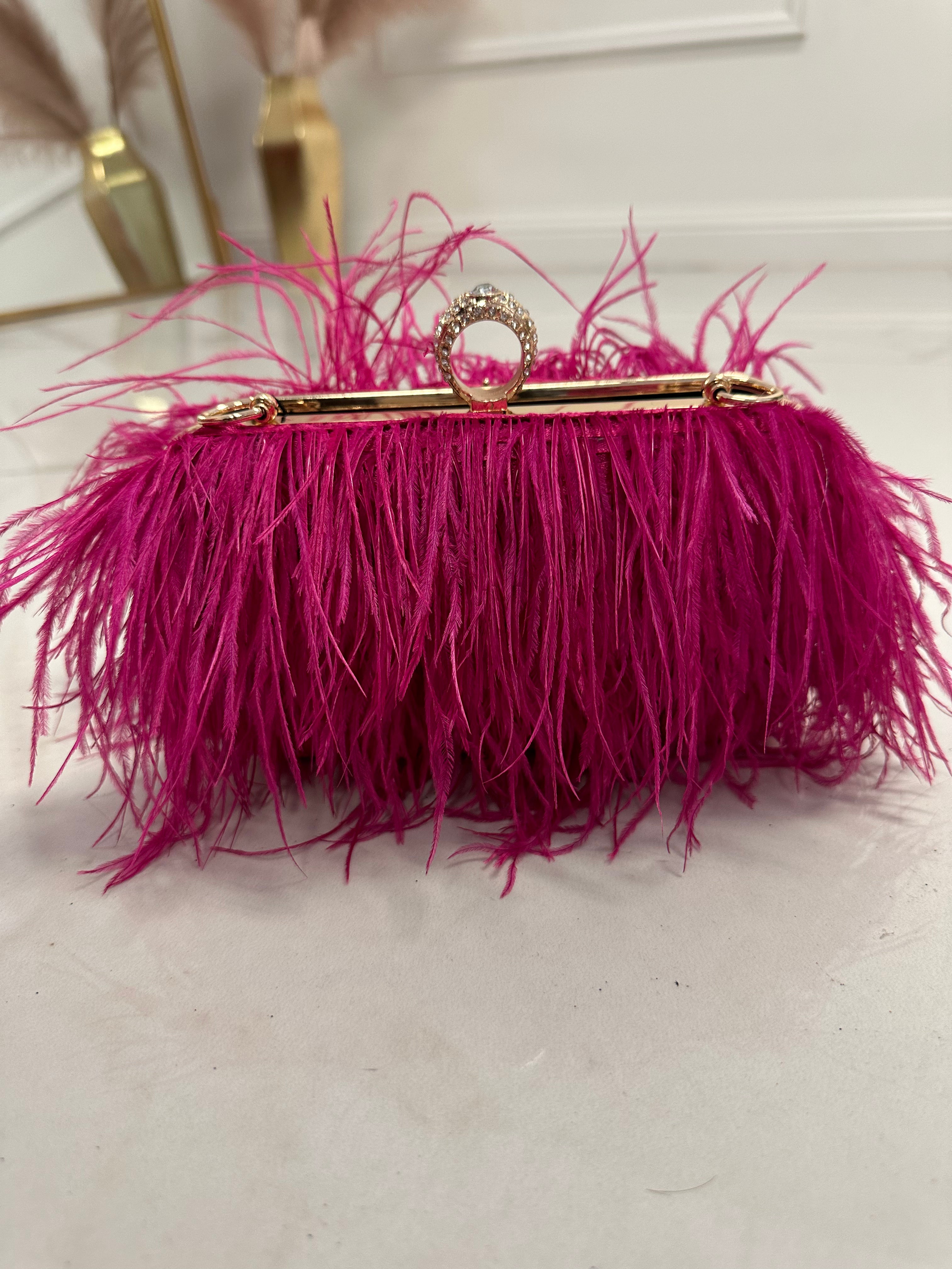 Feather Clutch Hot Pink