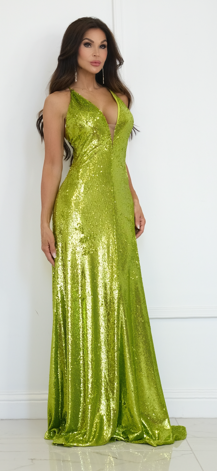 Georgina Lime Sequin Gown