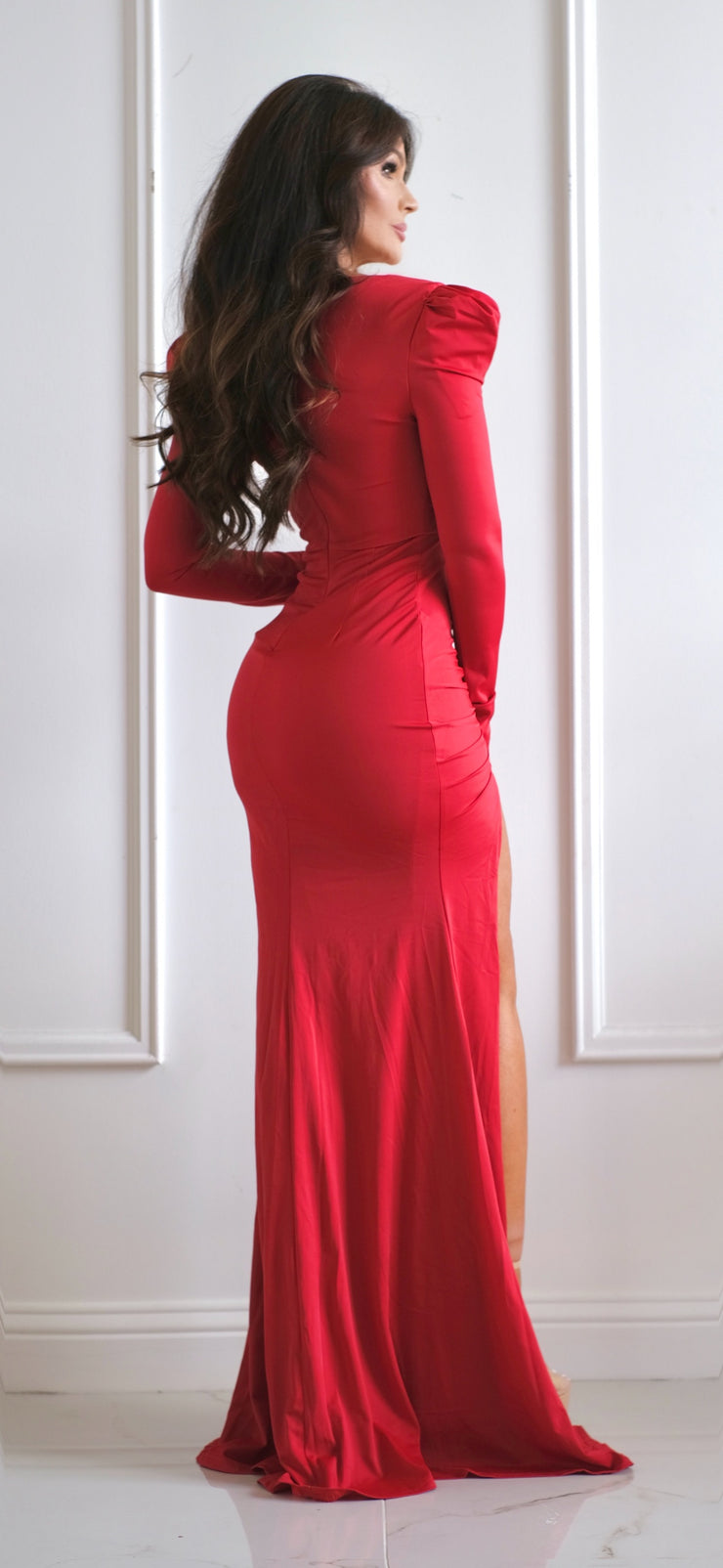 Red Prim And Proper Long Sleeve Formal
